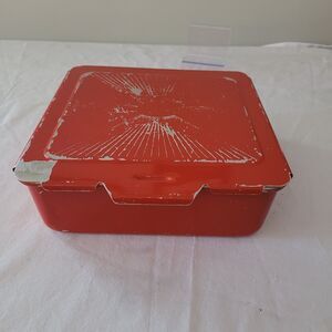 Vintage Mirro 8"x8"x2" Aluminum Square Baking Pan With Sliding Lid Red